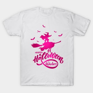 Happy Halloween Beauty Witch Flying Broom T-Shirt